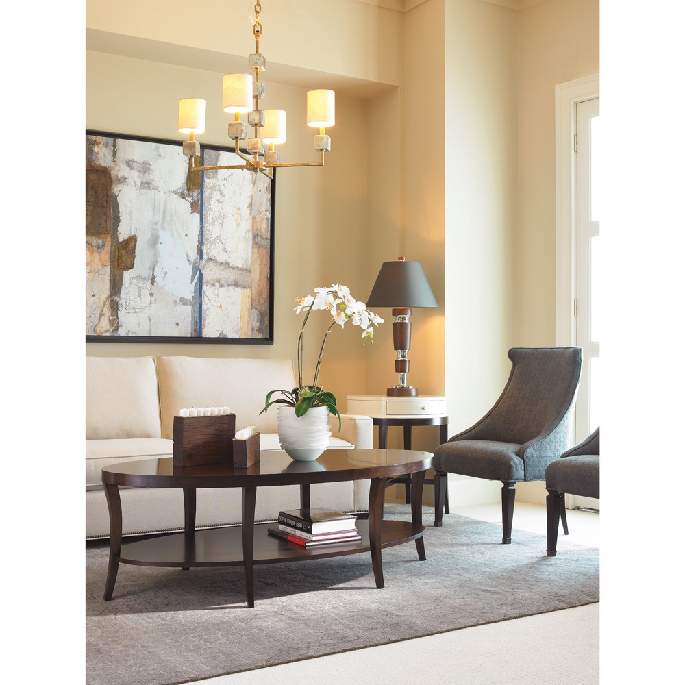 Century Tribeca Modern Classic Brown Maple Wood Oval Coffee Table|