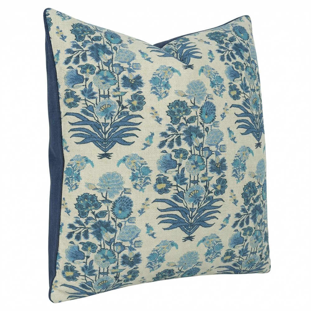 Calista Updated Traditional Blue Floral Throw Pillow - 22x22|