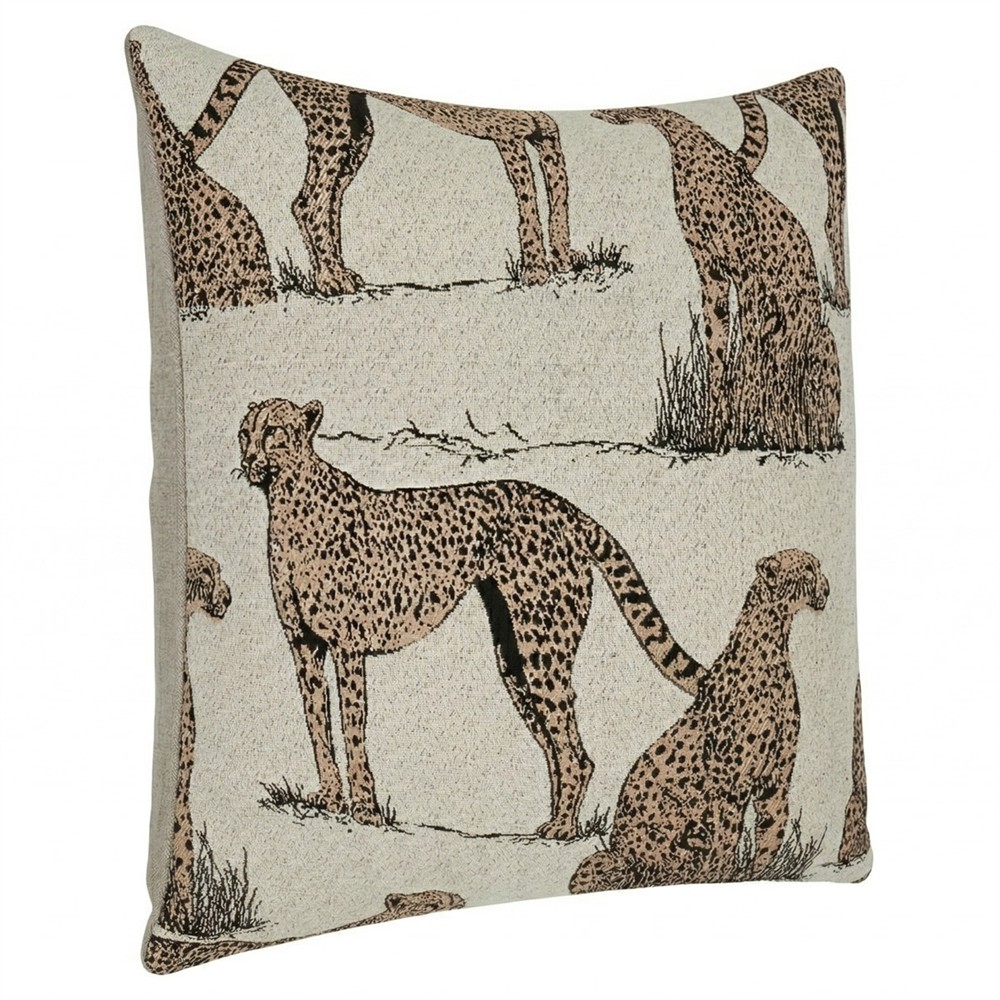 Leander Modern Classic Tan Cheetah Indoor Outdoor Throw Pillow - 22x22|