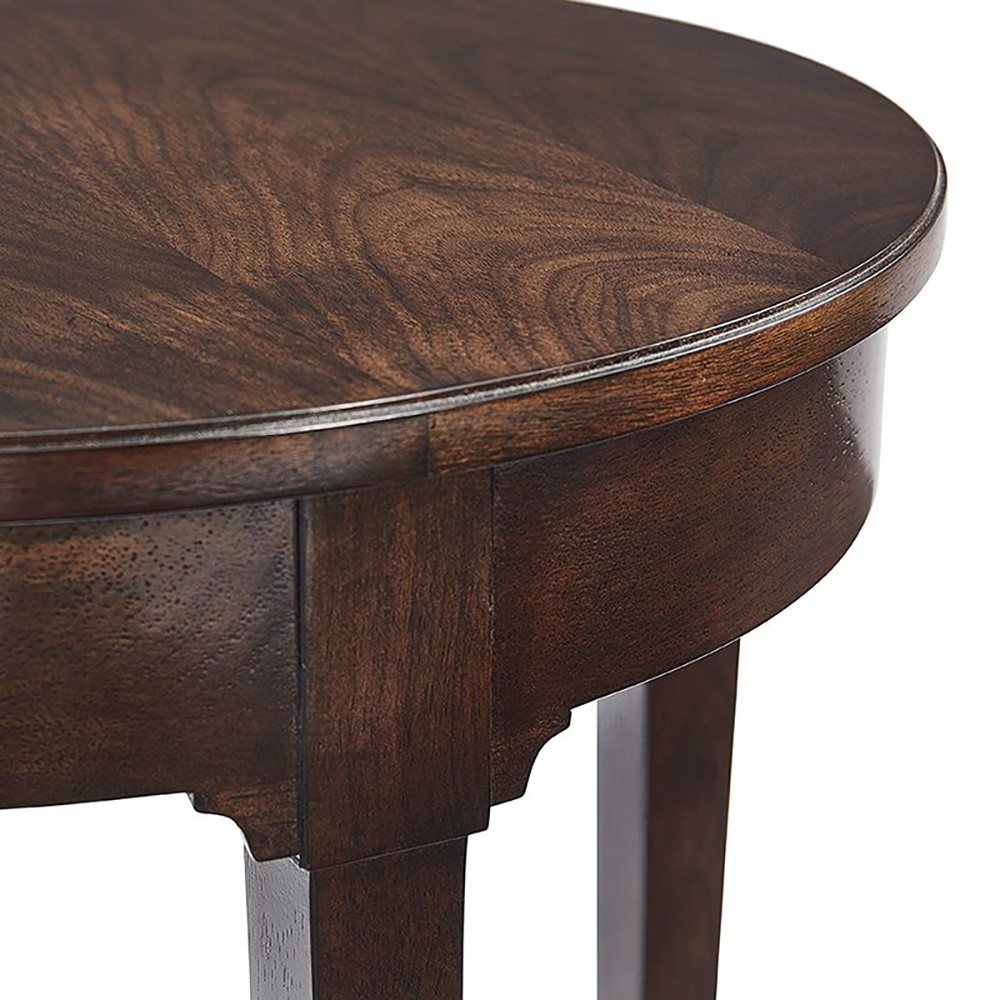 Bedford Updated Traditional Dark Brown Wood Round Side Table|
