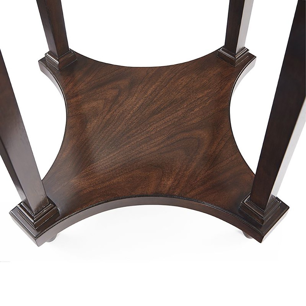 Bedford Updated Traditional Dark Brown Wood Round Side Table|