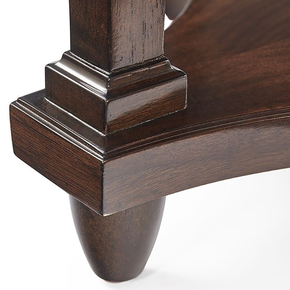 Bedford Updated Traditional Dark Brown Wood Round Side Table|