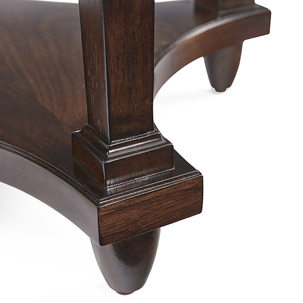 Bedford Updated Traditional Dark Brown Wood Round Side Table|