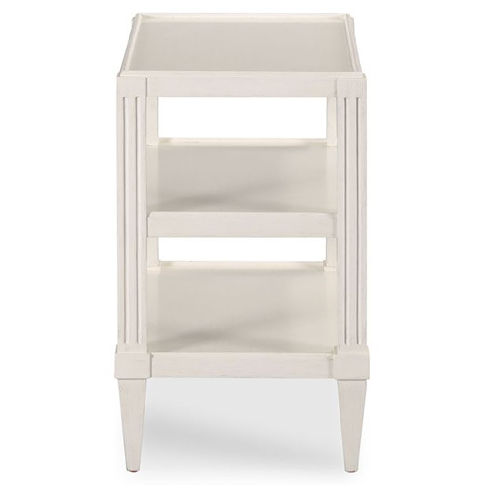 Swedish Updated Traditional Cream Wood Rectangular Side Table|