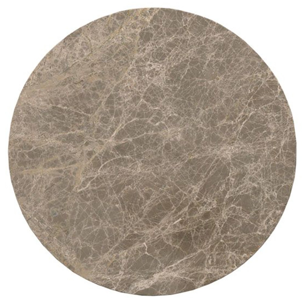 Villeret Modern Classic Grey Marble Brass Metal Round Drink Table|
