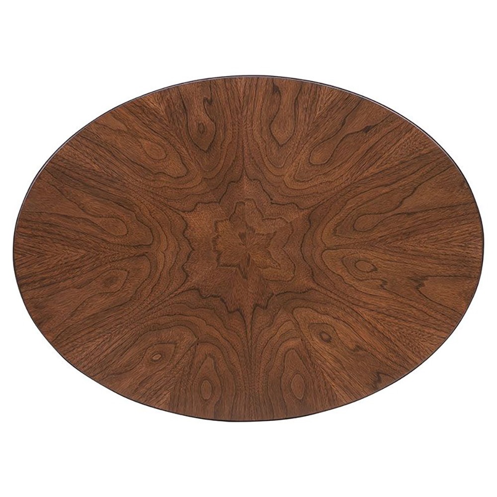 Wellington French Country Dark Brown Wood Oval Side Table|