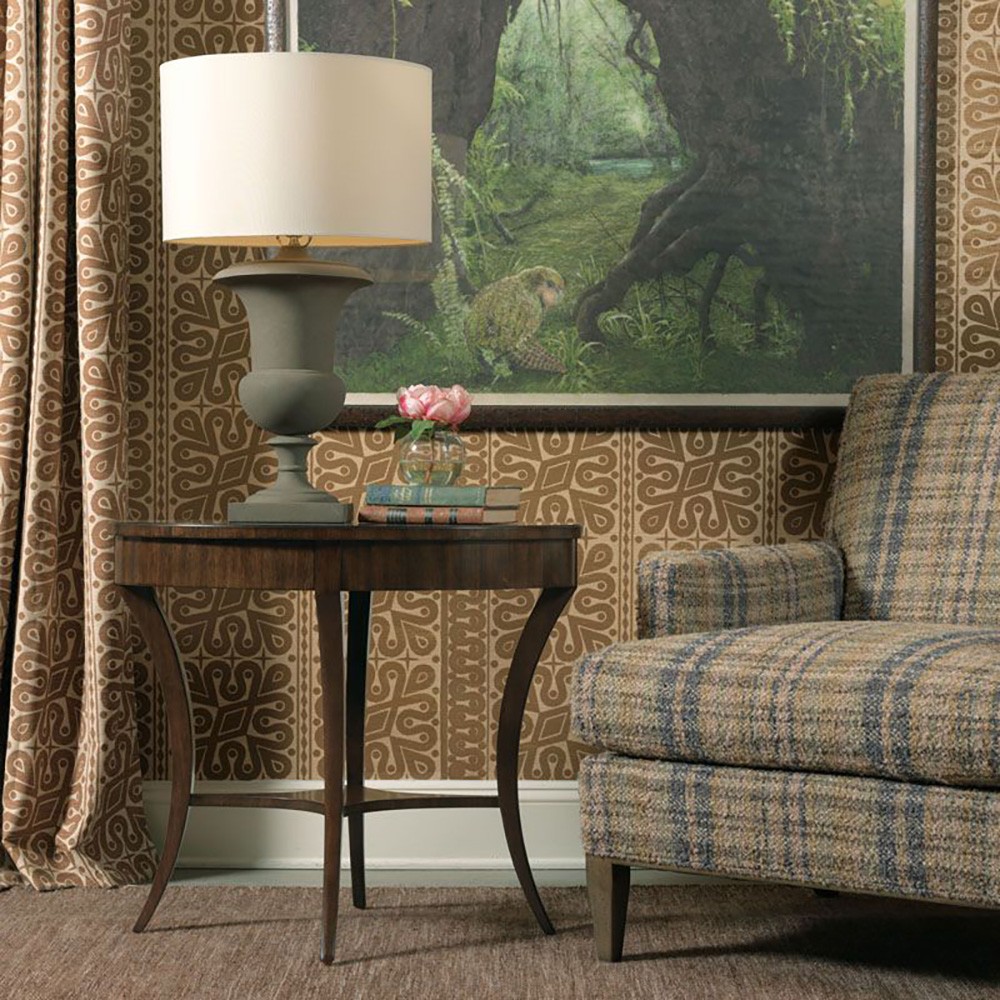 Wellington French Country Dark Brown Wood Oval Side Table|