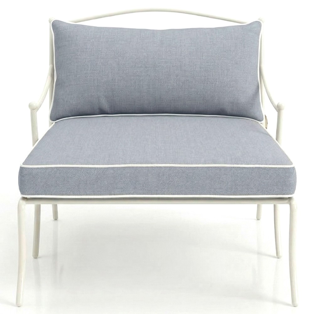 Clemence Blue Haze Sunbrella White Iron Outdoor Chaise|