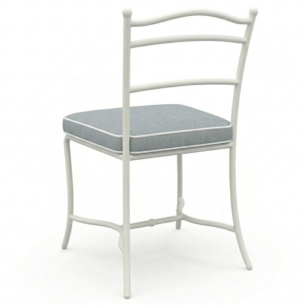 Clemence Blue Haze Sunbrella White Iron Outdoor Dining Chair - Set of 2|