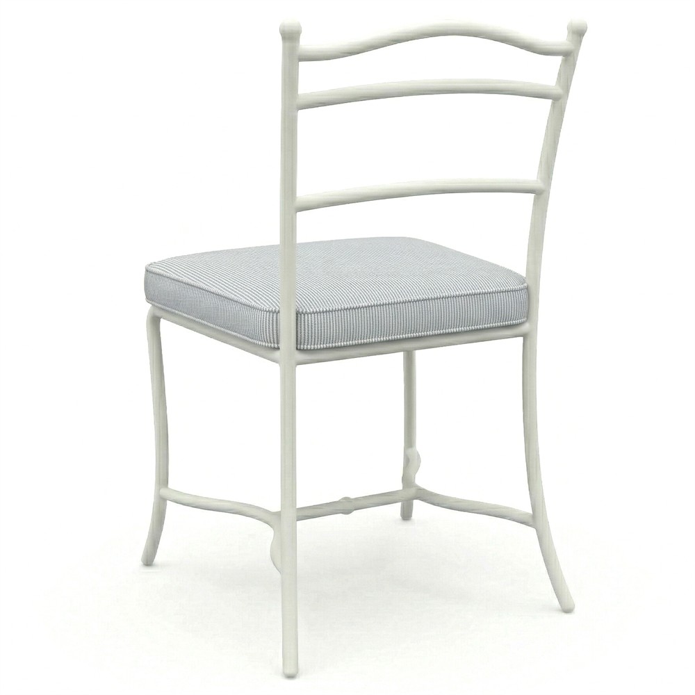 Clemence Sea Breeze Striped Sunbrella White Iron Outdoor Dining Chair - Set of 2|