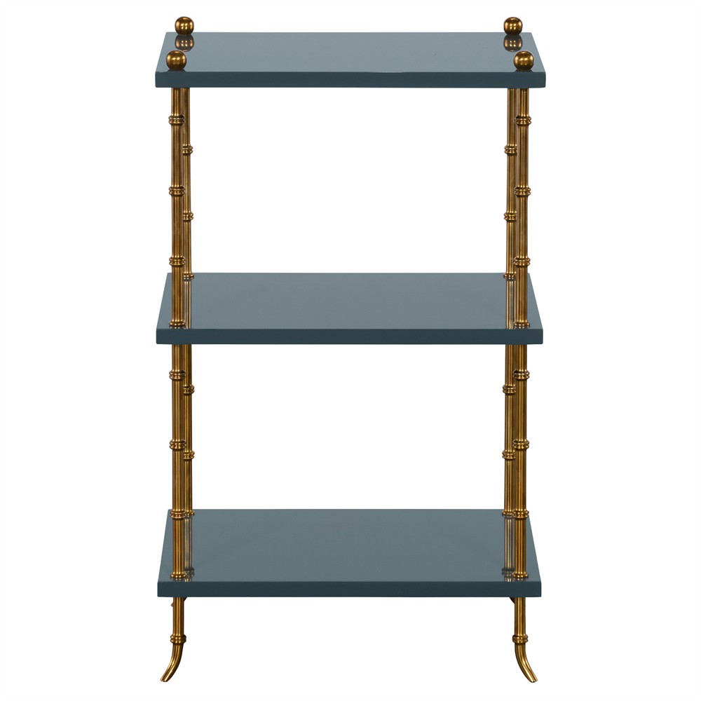 Hallings Updated Traditional Baltic Blue Wood Rectangular Side Table|