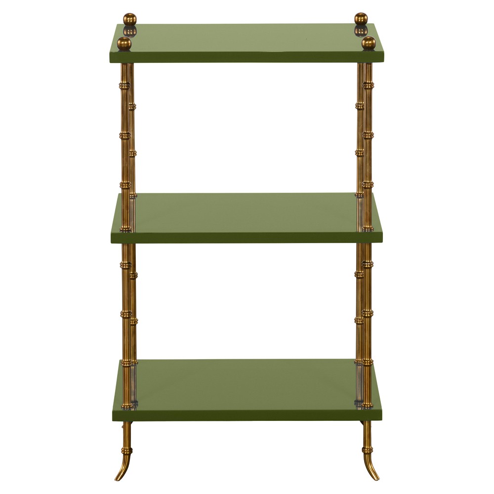Hallings Updated Traditional Moss Green Wood Rectangular Side Table|