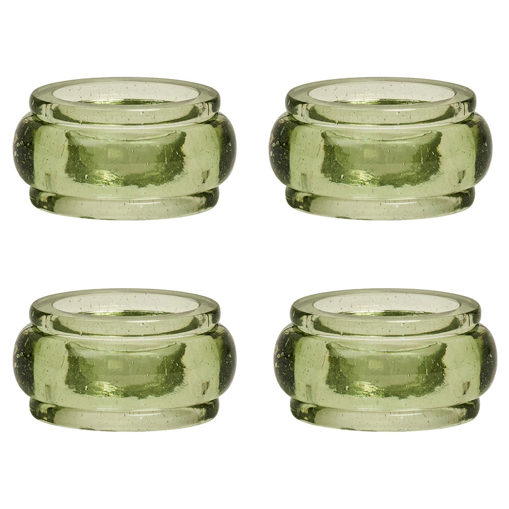 美品【レア】リリパット248 RING FOR SERVICE 本屋 Juliska Provence French Country Basil Glass Napkin Ring - Set of 4