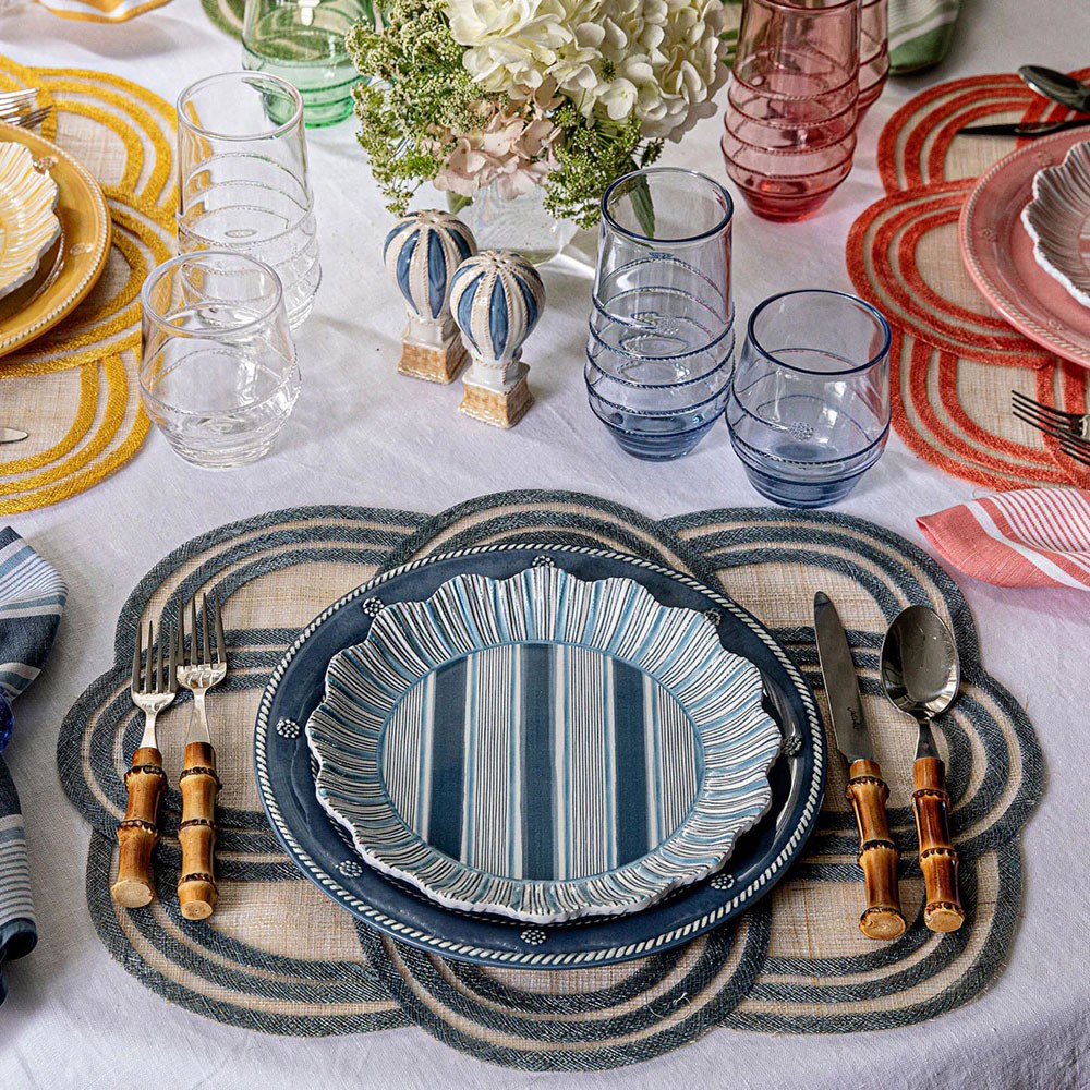Juliska Cabana Stripe Coastal Beach Ocean Melamine Salad Plate