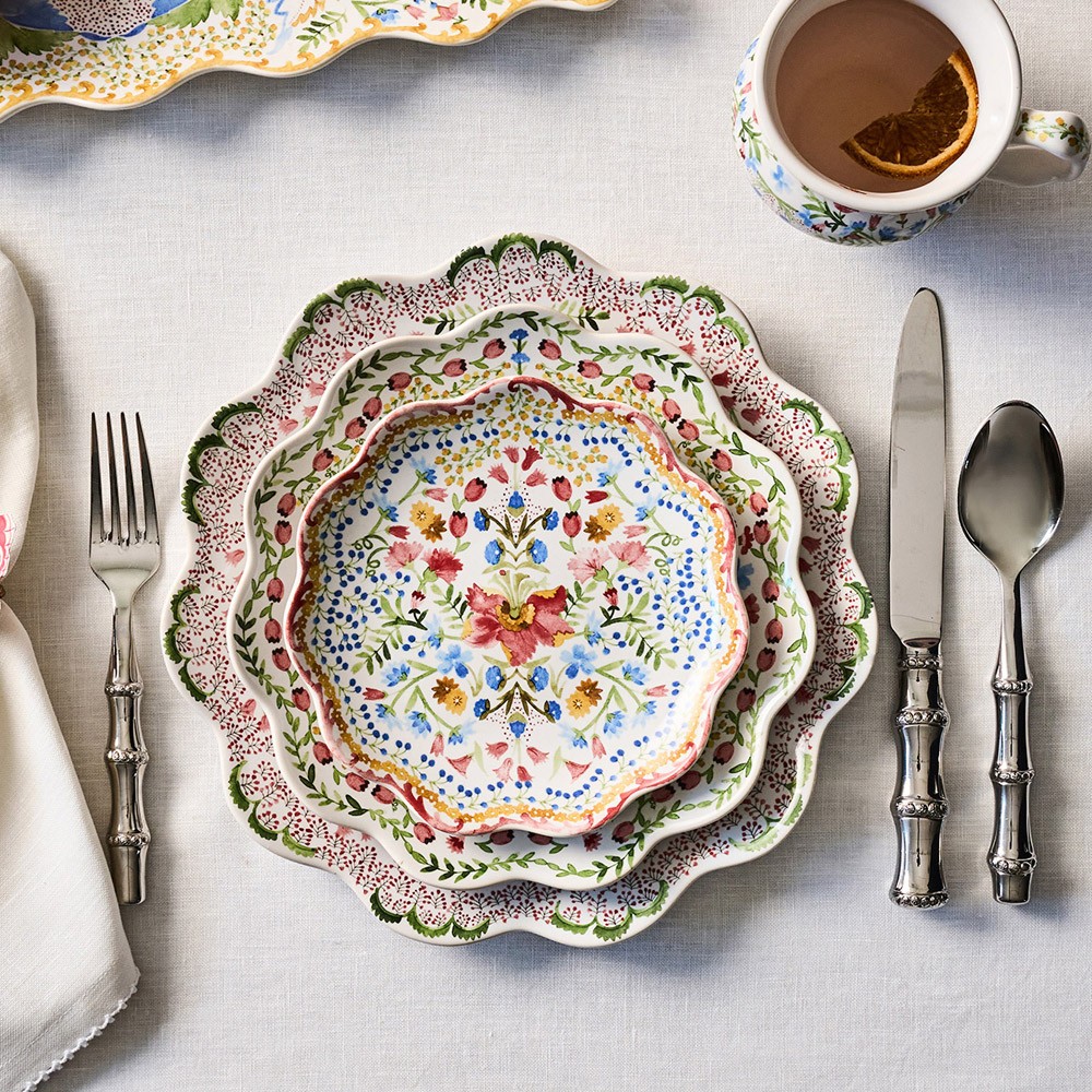 Juliska Sofia French Country White Floral Ceramic Cocktail Plate