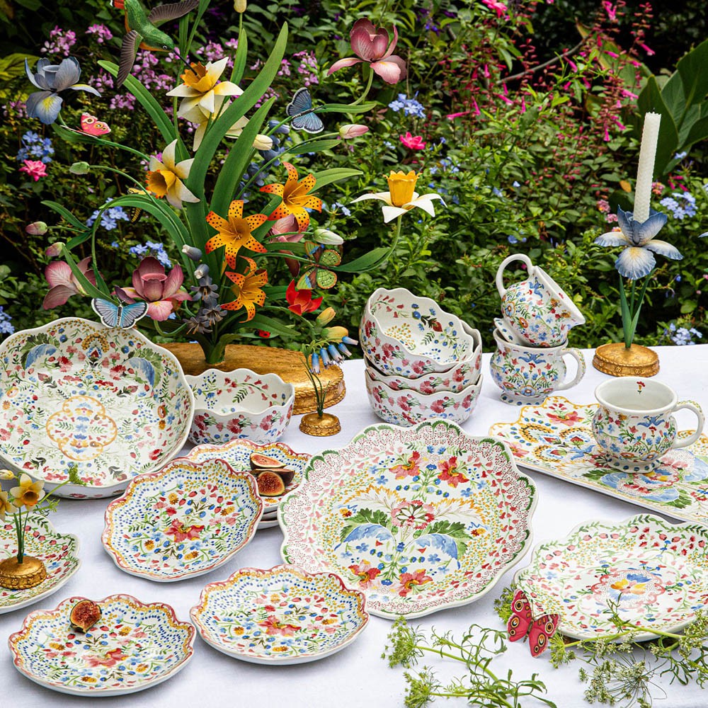 Juliska Sofia French Country White Floral Ceramic Cocktail Plate