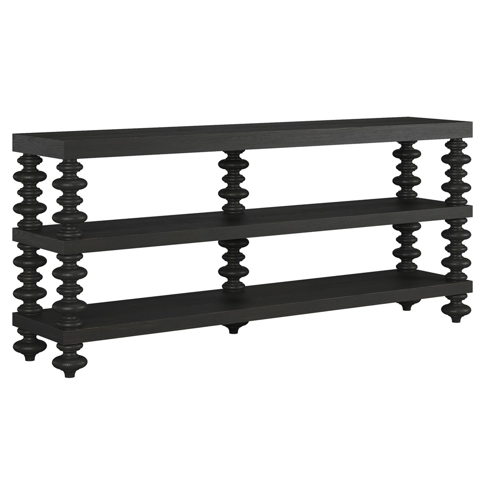 Massimo Updated Traditional Black Pine Wood Console Table|