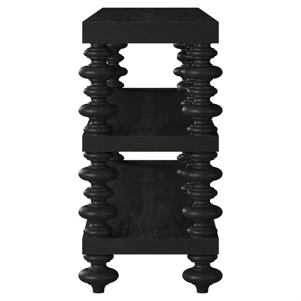Massimo Updated Traditional Black Pine Wood Console Table|