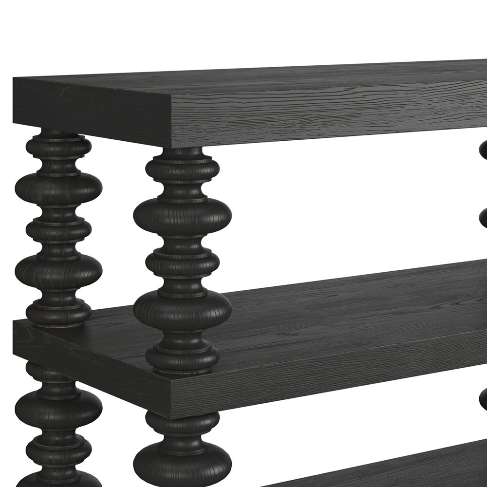 Massimo Updated Traditional Black Pine Wood Console Table|