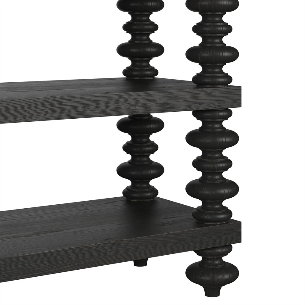 Massimo Updated Traditional Black Pine Wood Console Table|