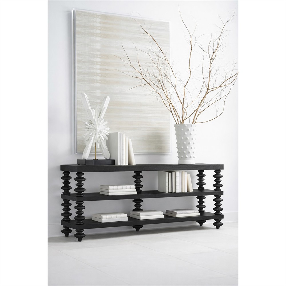 Massimo Updated Traditional Black Pine Wood Console Table|