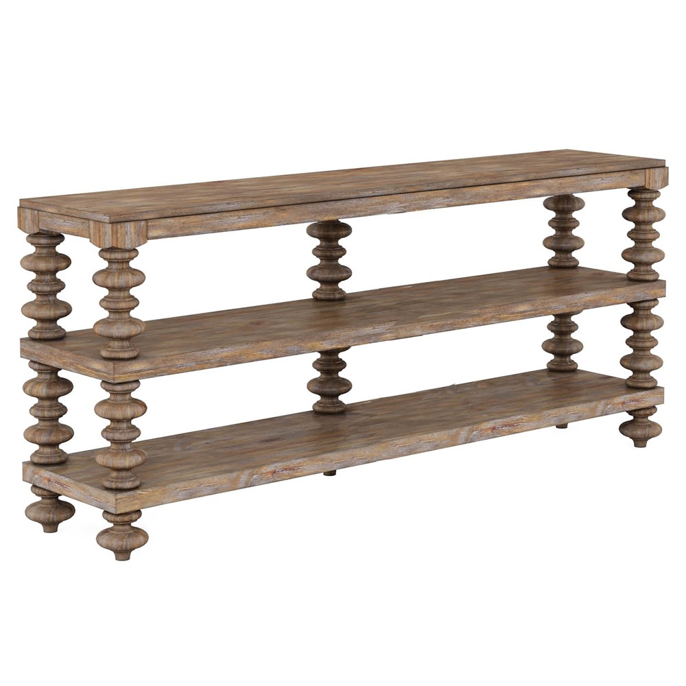 Massimo Updated Traditional Brown Pine Wood Console Table|