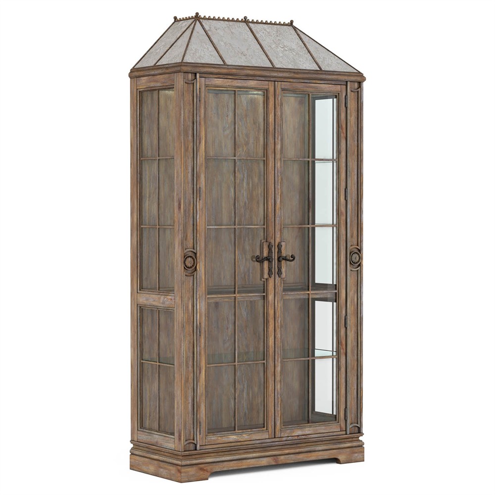 Massimo Updated Traditional Brown Pine Wood Display Cabinet|