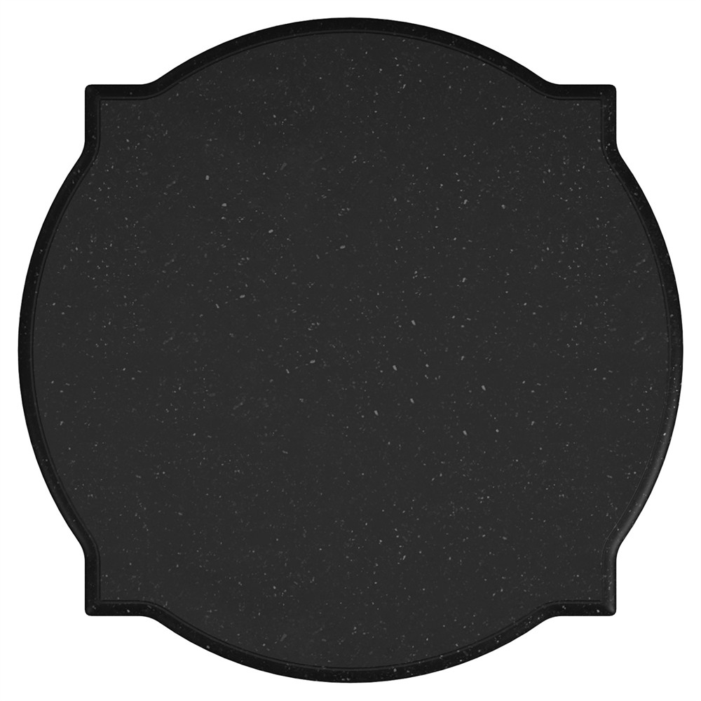 John Updated Traditional Black Granite Bronze Metal Round Side Table|