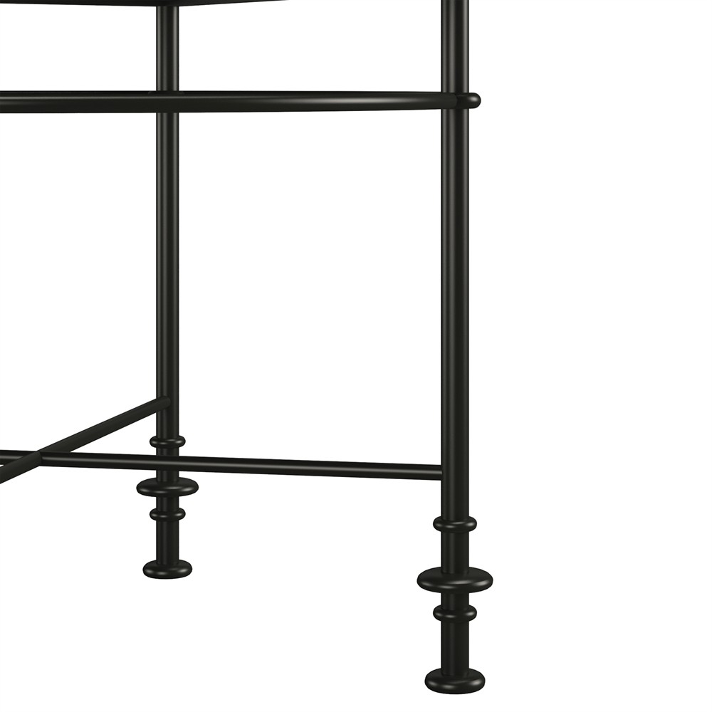 John Updated Traditional Black Granite Bronze Metal Round Side Table|