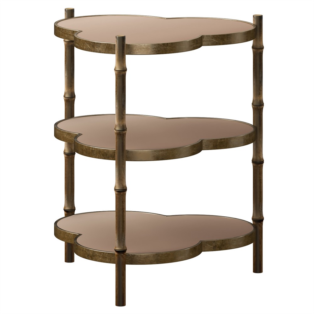Gatlin Updated Traditional Burnished Gold Metal Trefoil Side Table|
