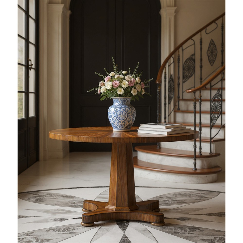 Gatlin Updated Traditional Brown Wood Round Dining Table - 48"|