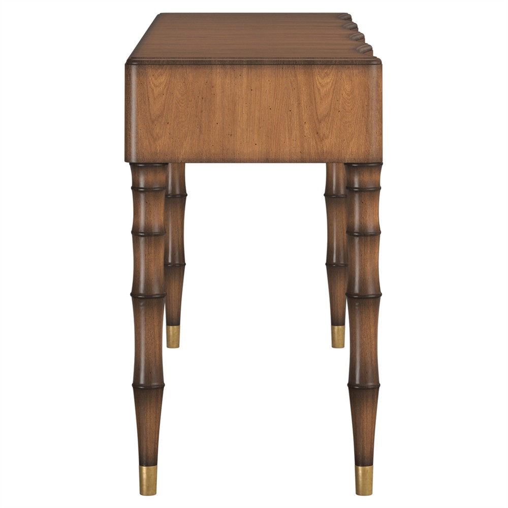 Zaylen Updated Traditional Brown Wood Bamboo Console Table|