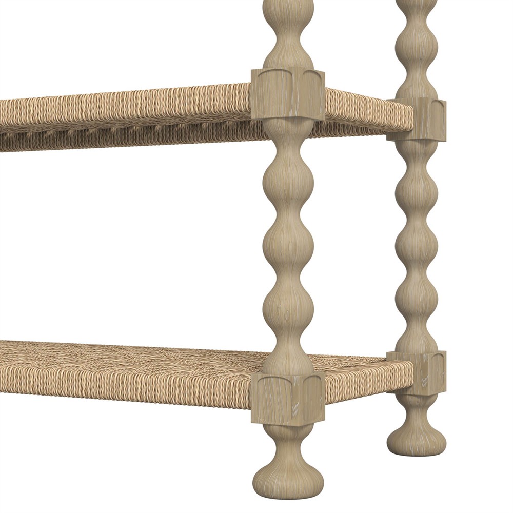 Eren Updated Traditional Light Brown Wood Spindle Console Table|