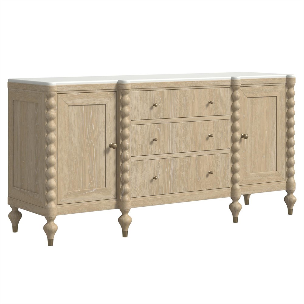 Eren Updated Traditional Light Brown Wood Spindle Sideboard|