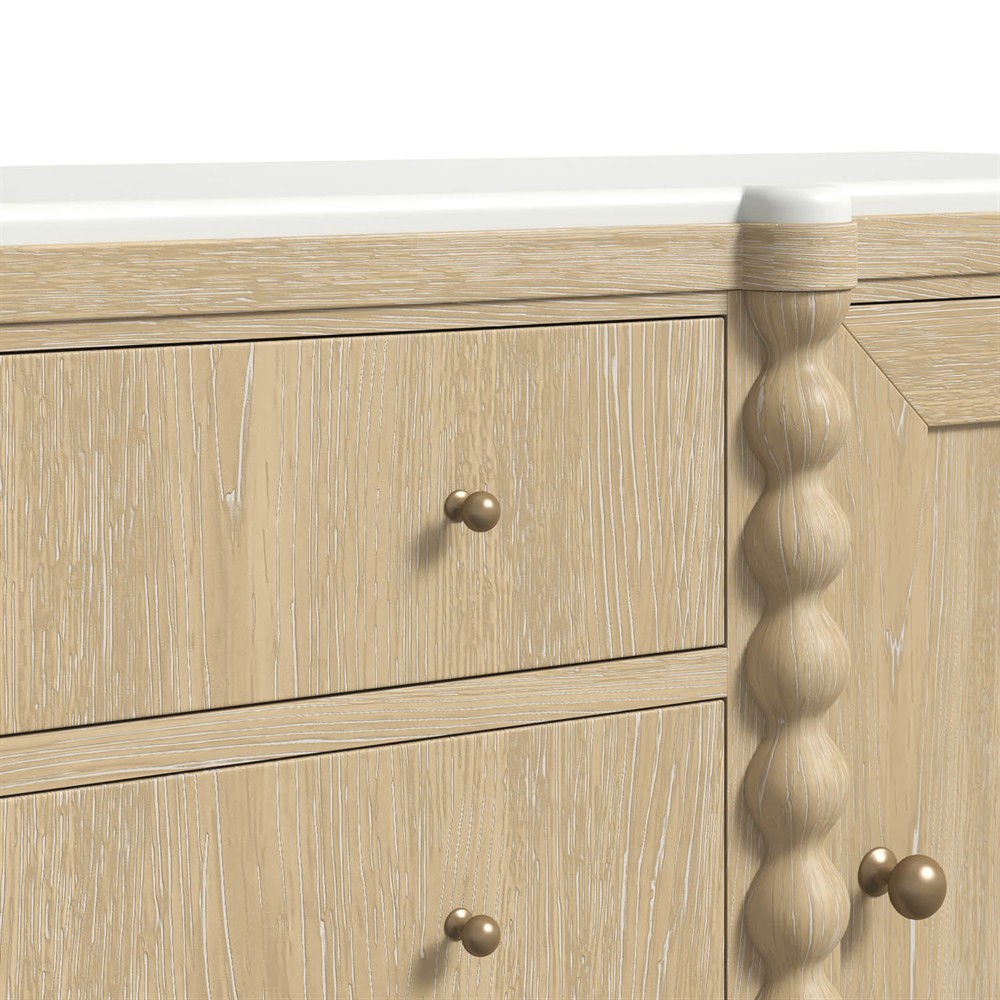Eren Updated Traditional Light Brown Wood Spindle Sideboard|