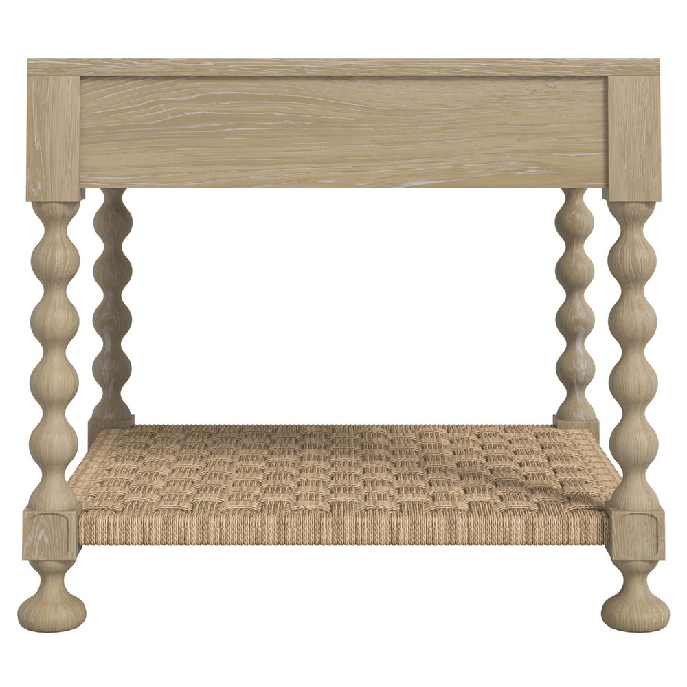 Eren Updated Traditional Light Brown Wood Rectangular Spindle End Table|