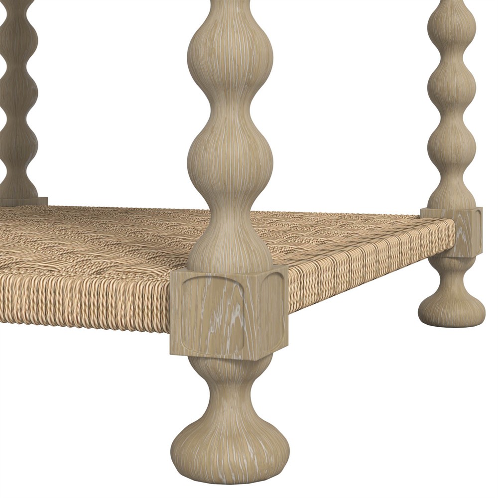 Eren Updated Traditional Light Brown Wood Rectangular Spindle End Table|