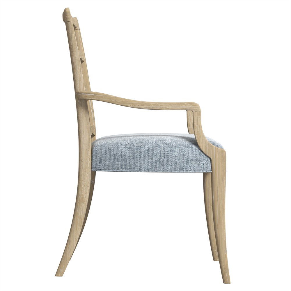 Eren Updated Traditional Light Brown Wood Ladder Back Dining Arm Chair|