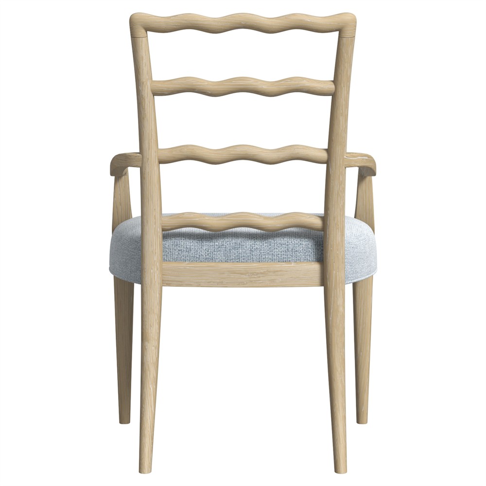 Eren Updated Traditional Light Brown Wood Ladder Back Dining Arm Chair|