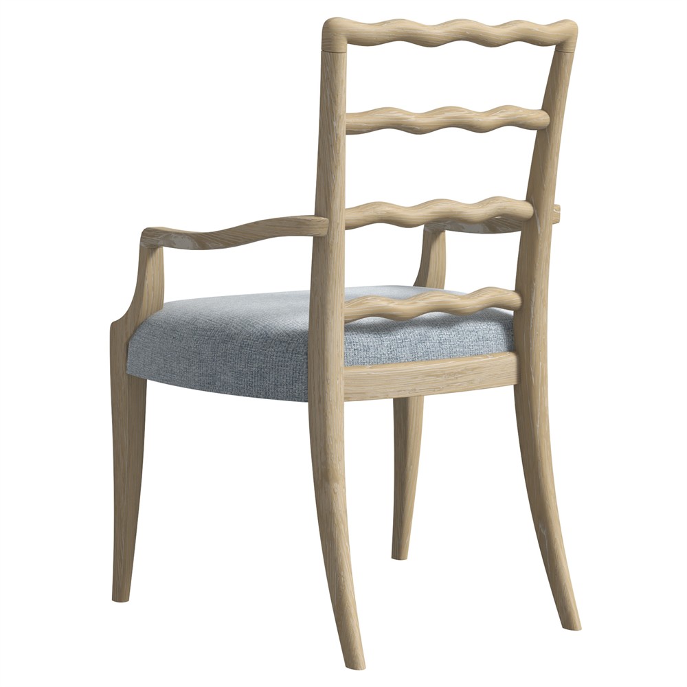 Eren Updated Traditional Light Brown Wood Ladder Back Dining Arm Chair|
