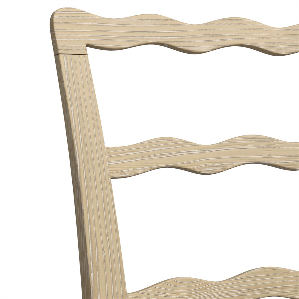 Eren Updated Traditional Light Brown Wood Ladder Back Dining Arm Chair|