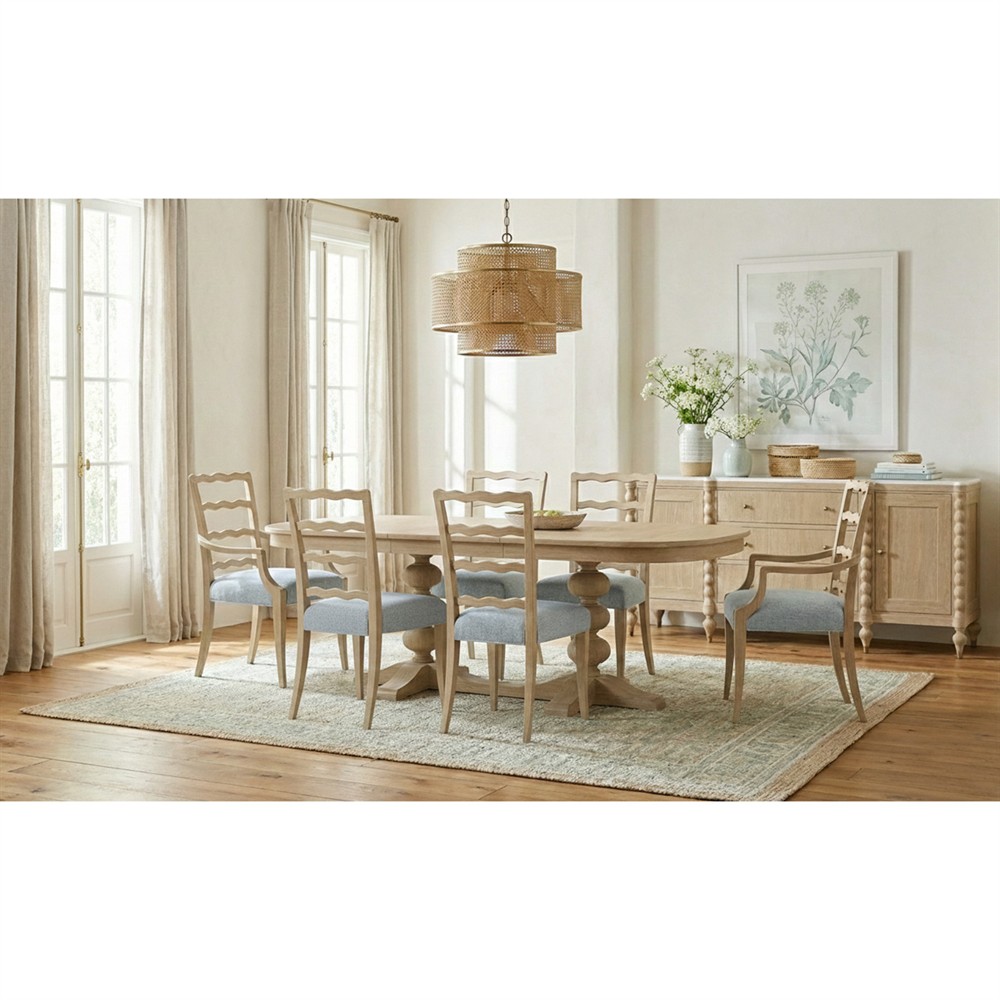 Eren Traditional Light Brown Wood Ladder Back Dining Chair - Set of 2|