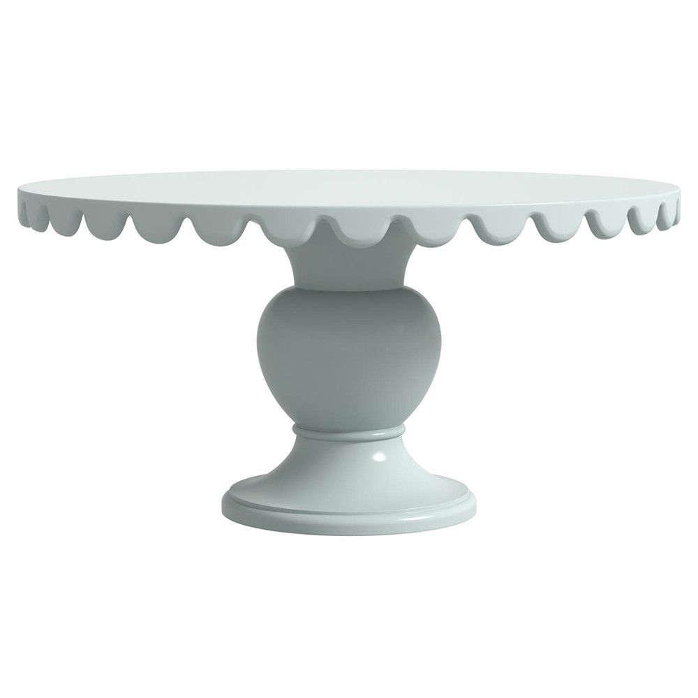 Eren Updated Traditional Blue Wood Scalloped Round Dining Table - 60"|