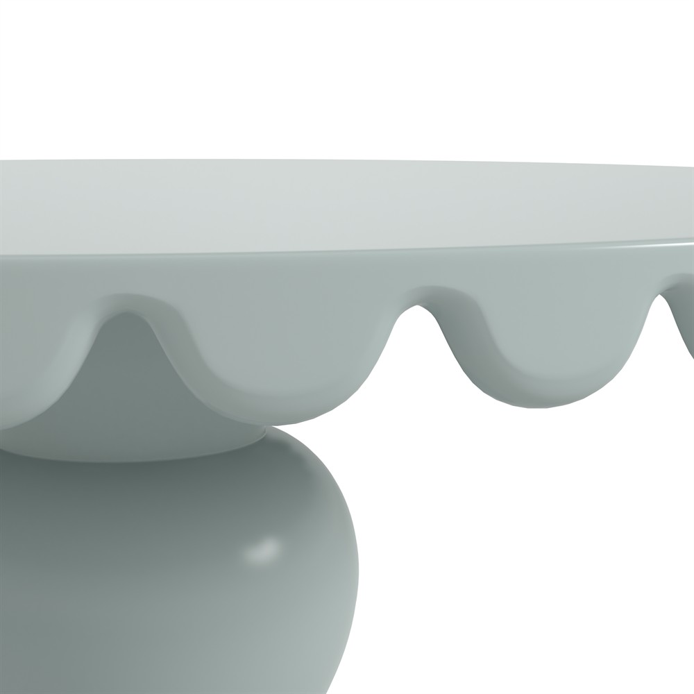 Eren Updated Traditional Blue Wood Scalloped Round Dining Table - 60"|