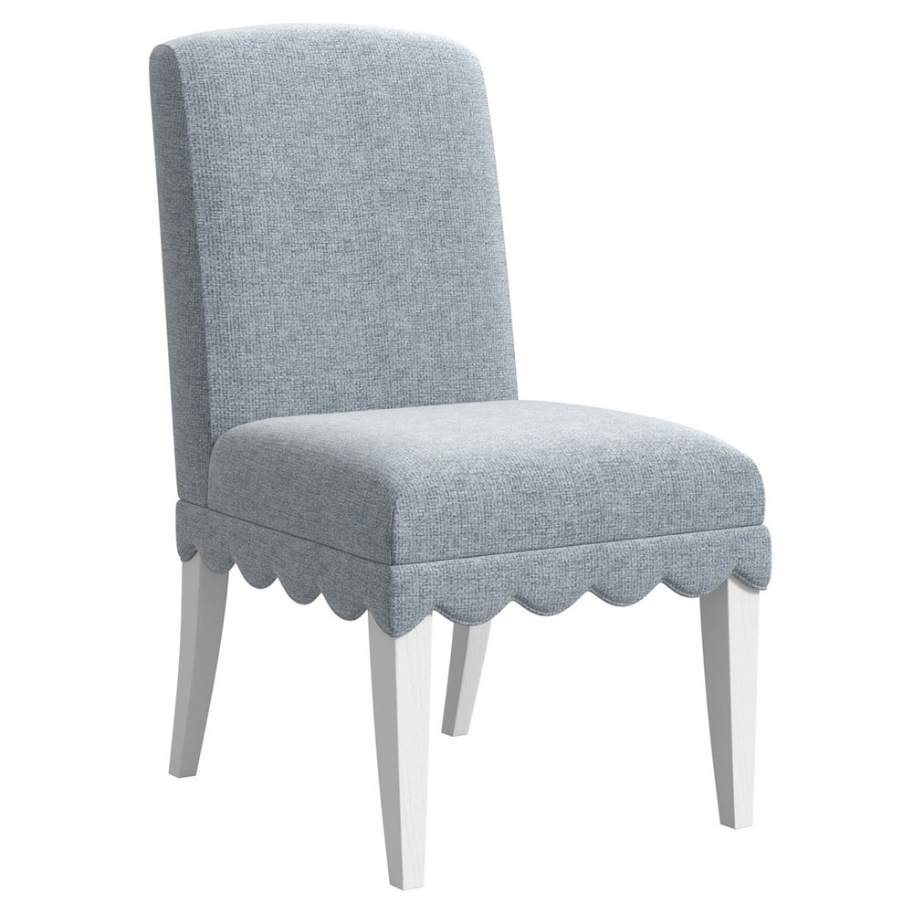 Eren Updated Traditional Blue Upholstered Scalloped Dining Chair - Set of 2|
