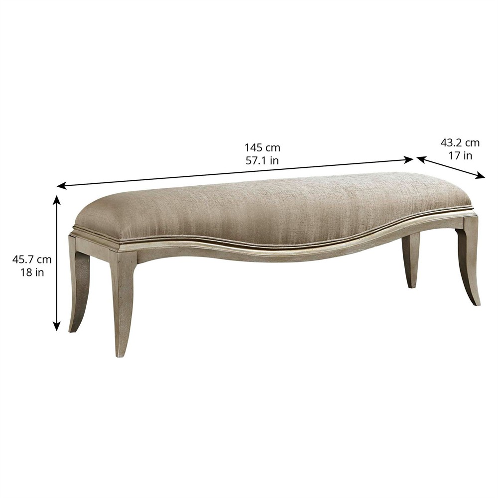Bennett French Country Silver Wood Bedroom Bench|