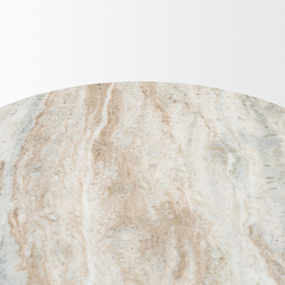 Albine Modern Classic Marble Dark Brown Wood Round Bistro Dining Table - 32"|