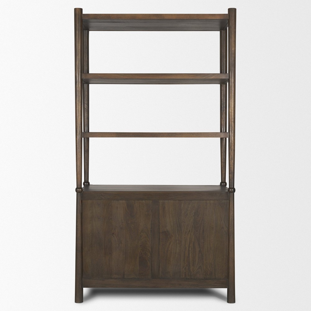 Delphia Coastal Beach Dark Brown Wood Woven Rope Bookcase|