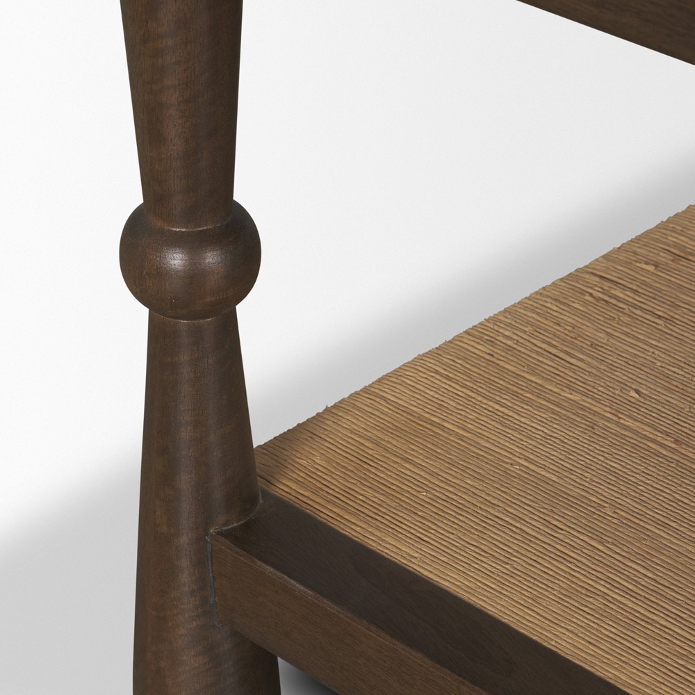 Delphia Coastal Dark Brown Wood Woven Rope Square Coffee Table|