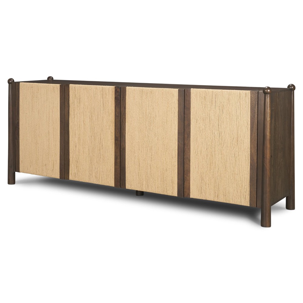Delphia Coastal Beach Dark Brown Wood Woven Rope Sideboard|